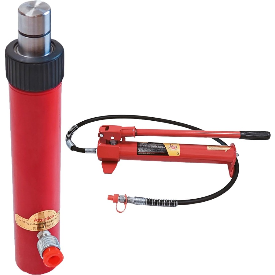 Power Tools Hydraulic - แม่แรงไฮดรอลิกตั้งพื้น 10 ตัน พร้อมปั๊มแม่แรงมือ สำหรับซ่อมโครงตัวถังรถยนต์ รถบรรทุก