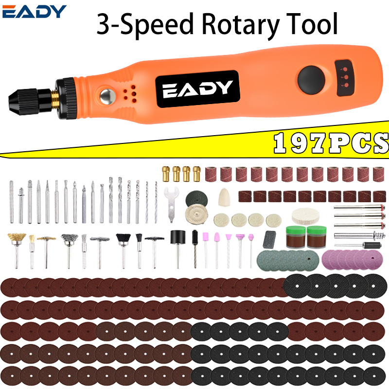 Rotary Tool Kit - ชุดเครื่องมือโรตารี่ไร้สายแบบ USB – สว่านไฟฟ้าขนาดเล็กสำหรับขัดโลหะ ทำโมเดล แกะสลักอะคริลิก