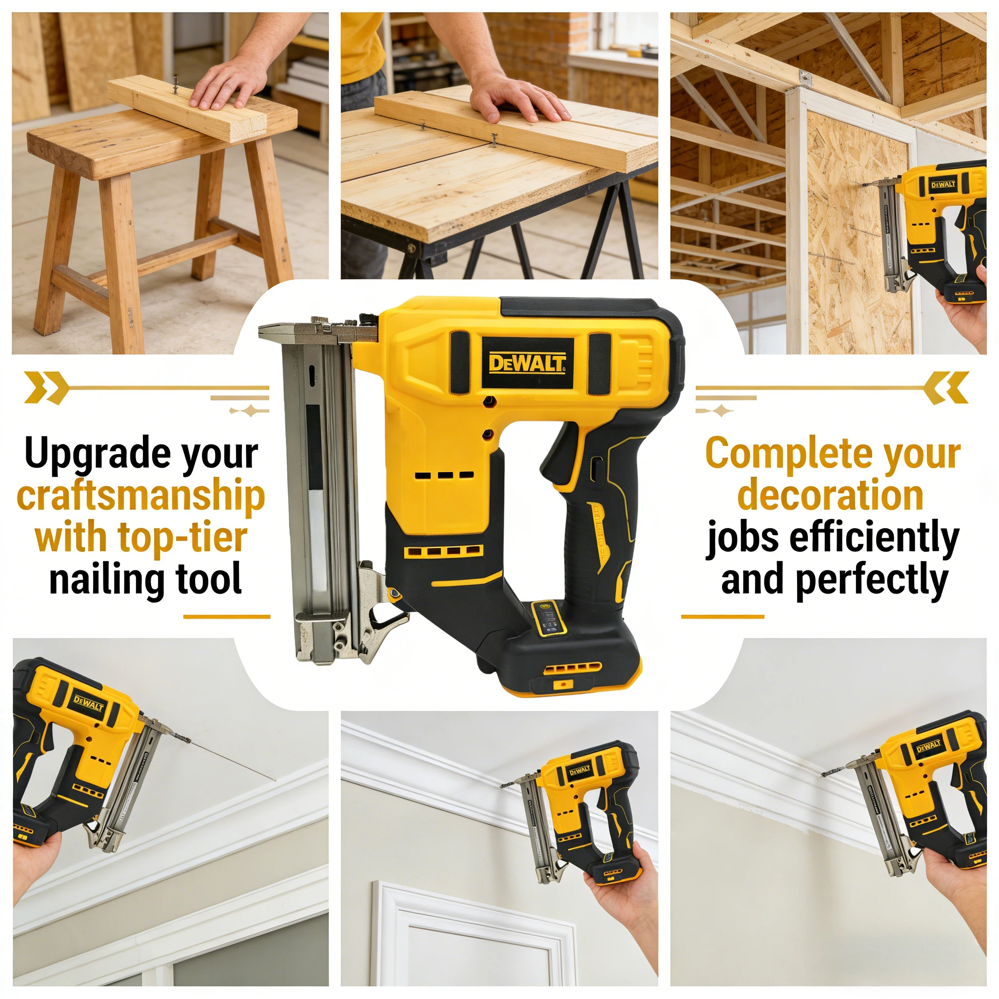 Staple Gun Electric - ปืนยิงตะปูไร้สาย DEWALT Compact 18 เกจ: เครื่องมือมืออาชีพสำหรับงานตัดแต่งและโครงสร้างที่แม่นยำ