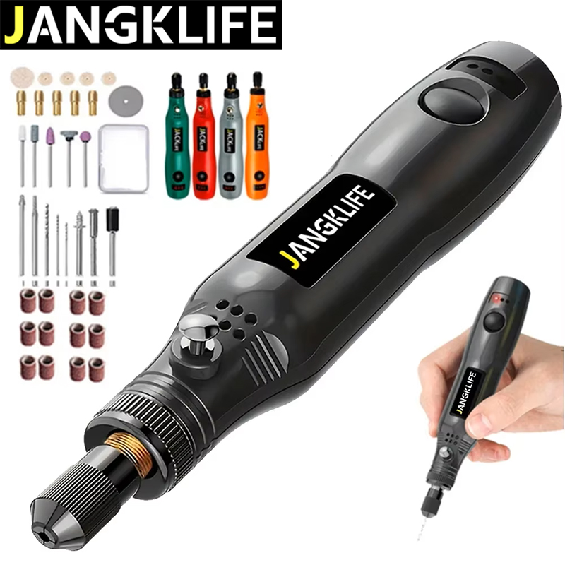 Power Tools Ingco - JANGKLIFE USB ชุดเครื่องมือโรตารี่ไร้สายงานไม้แกะสลักปากกา DIY สําหรับเครื่องประดับแก้วโลหะ Mini
