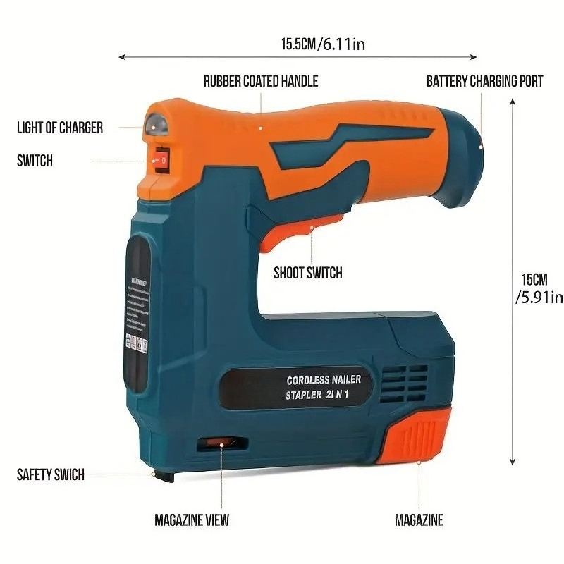 Staple Gun Electric - ปืนยิงตะปูไร้สายลิเธียมไอออนรุ่นใหม่, เครื่องยิงตะปูไฟฟ้าแบบพกพาชาร์จได้, เครื่องมือไฟฟ้าสำหรับงานไม้ DIY ในครัวเรือน