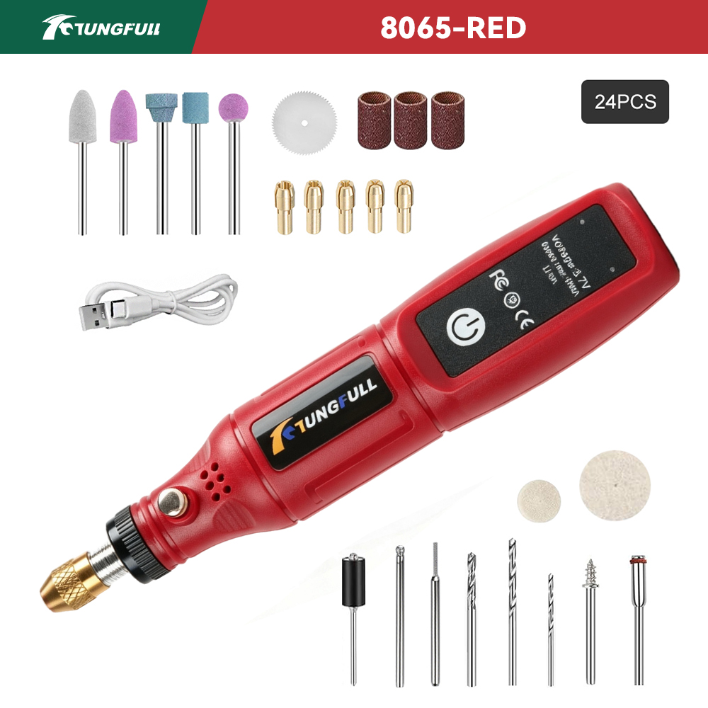 Power Tools Ingco - TUNGFULL เครื่องมือโรตารี่ไร้สาย 3.7V แบบ USB ขนาดเล็ก