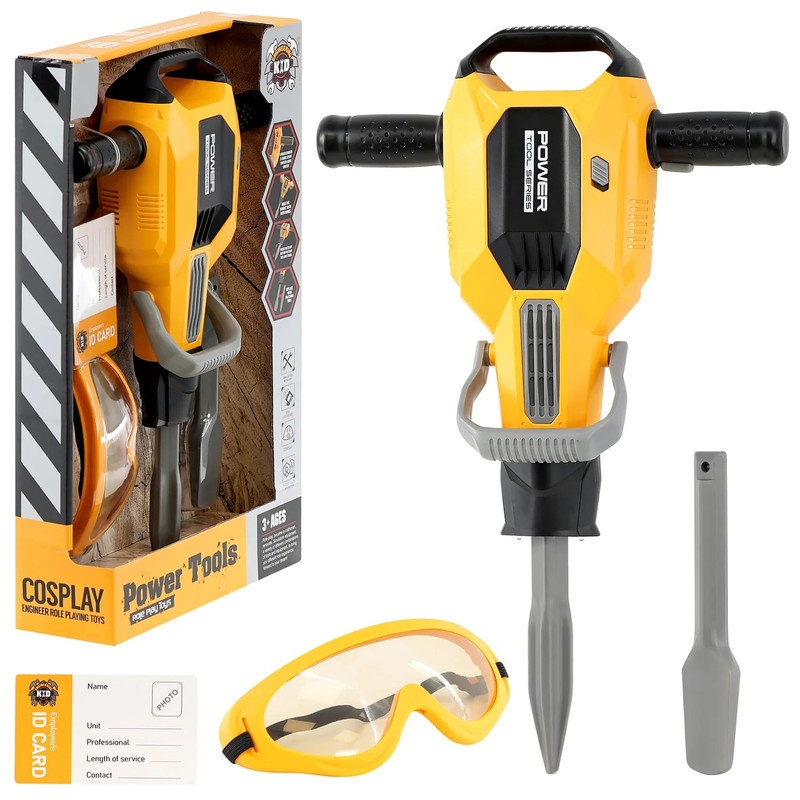 Power Tools Hazard - ชุดเครื่องมือไฟฟ้าจำลอง ชุดของเล่นซ่อมแซมและก่อสร้าง พร้อมสว่าน ค้อน ประแจ เกมบทบาทสมมติวิศวกรรม