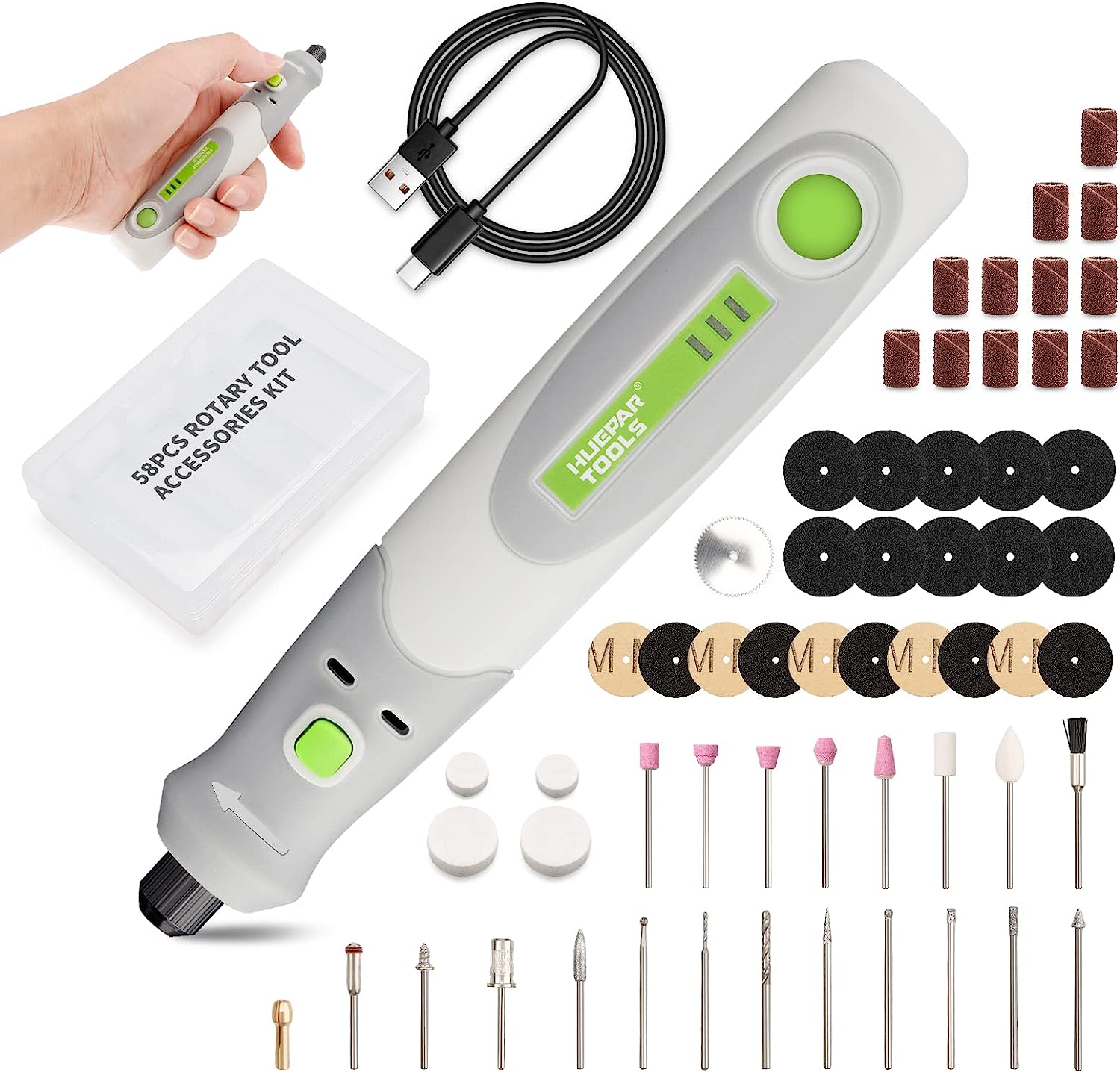 Rotary Tool Kit - ไฟฟ้าเจาะ Die เครื่องบดแกะสลักขัด 4V มินิไร้สายโรตารี่ชุดเครื่องมือชุดสําหรับ Huepar
