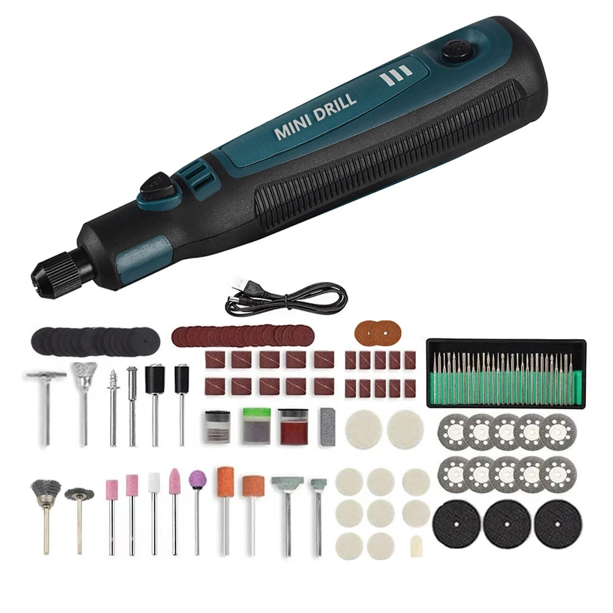 Power Tools Ingco - สว่านไฟฟ้าไร้สายเครื่องบด Dremel โรตารี่เครื่องมือแบตเตอรี่งานไม้แกะสลัก 3 ความเร็วมินิปากกาแกะสลัก