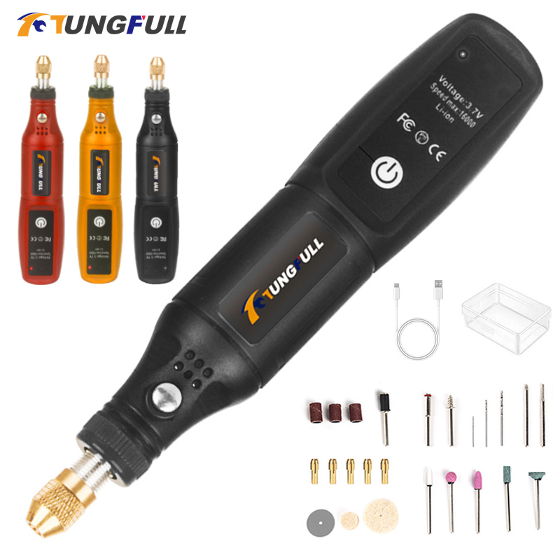Power Tools Ingco - ปากกาแกะสลัก USB เครื่องเจียรมินิ ชุดเครื่องมือโรตารี่แบบชาร์จไฟได้ เครื่องมือเดรเมล สว่านไร้สายขนาดเล็ก