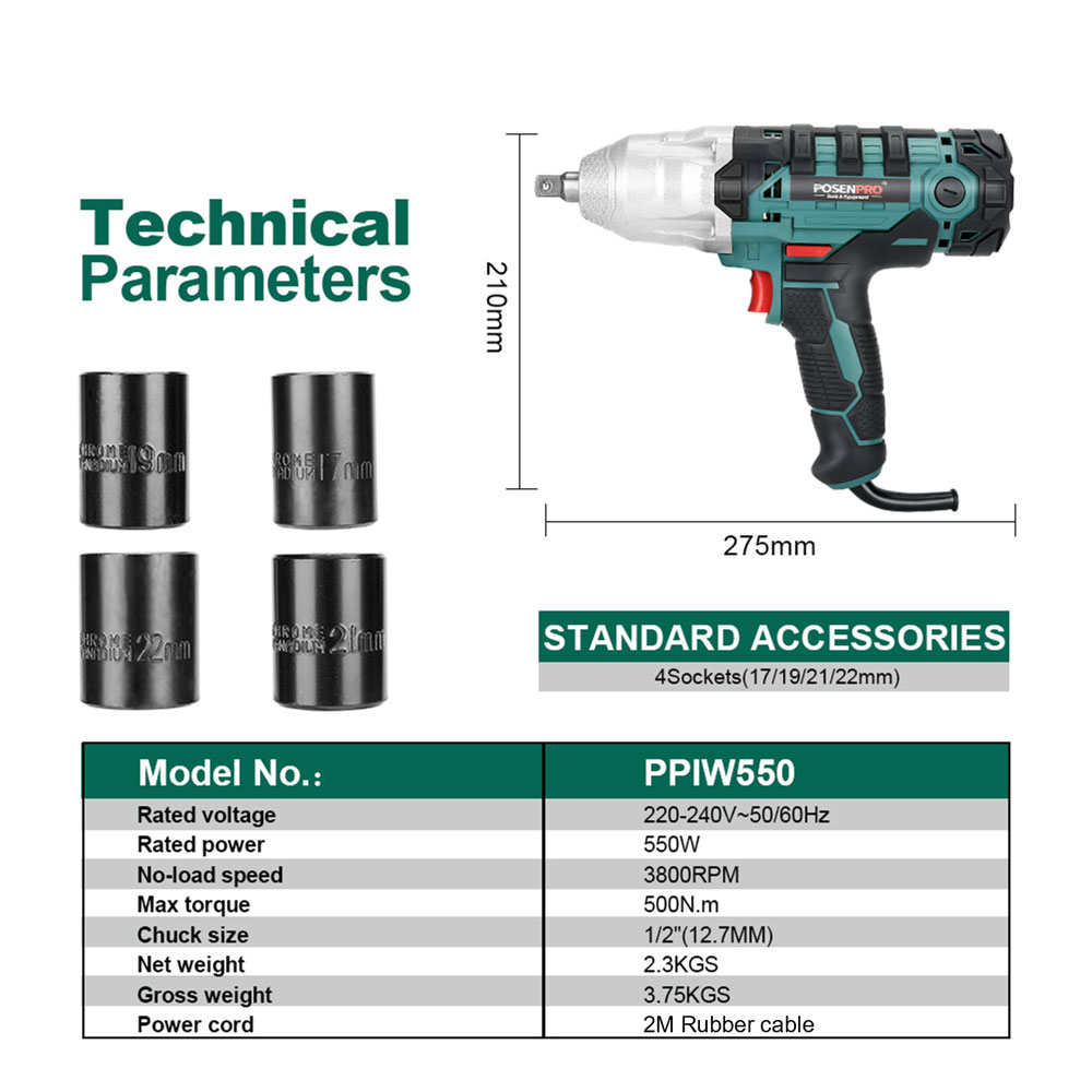 ประแจบล็อกไฟฟ้า POSENPRO 550W  - Power Tools Ingco บทวิจารณ์และราคา