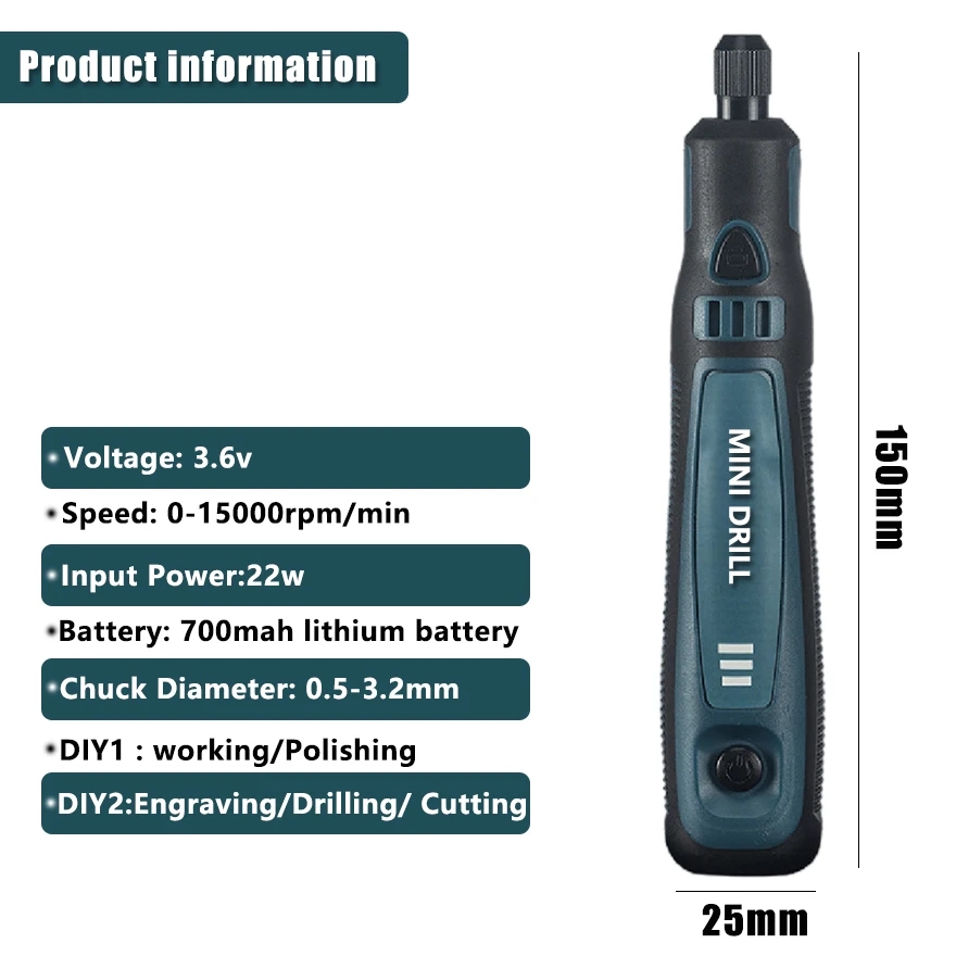 สว่านไฟฟ้าไร้สายเครื่องบด Drem - Power Tools Ingco บทวิจารณ์และราคา